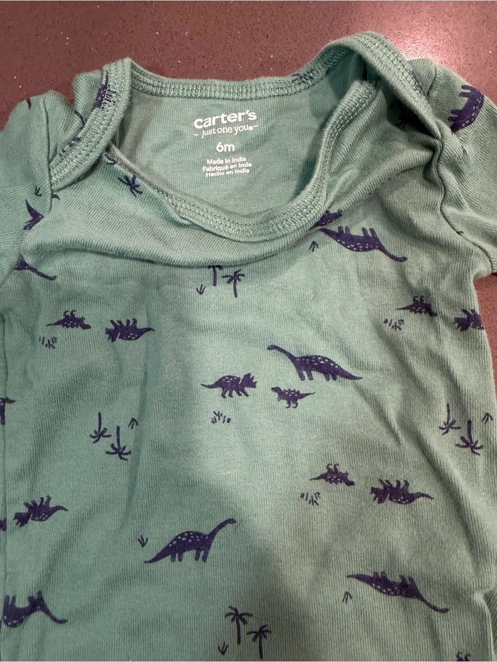 Carter's Green Long-Sleeve Dinosaur Bodysuit